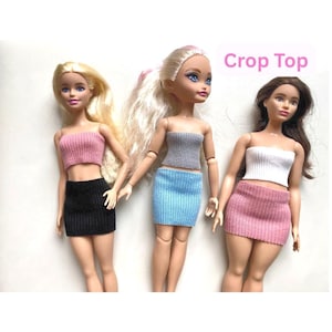 Tube Top, Bandeau| Crop Top  | Skirt  for Fashion Dolls| Curvy Dolls | Handmade Mix & Match Doll Clothes | 1:6 Scale Outfit