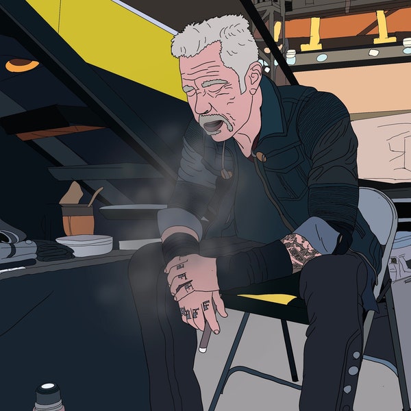 James Hetfield Metallica band behind the scenes 2D drawing