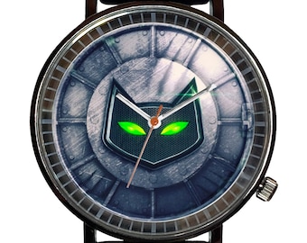 Catwoman Shield Logo Novelty Souvenir Fashion Watch-Quartz, Black PVD