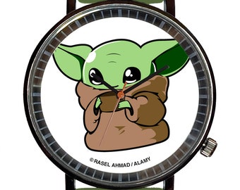 The Child Baby Yoda Novelty Souvenir Fashion Watch-Quartz, Black PVD