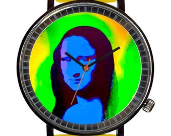 Mona Lisa Novelty Souvenir Fashion Watch-Quartz, Black PVD