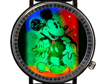 Mickey Mouse Novelty Souvenir Fashion Watch-Quartz, Black PVD