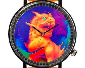Chinese Dragon Novelty Souvenir Fashion Watch-Quartz, Black PVD