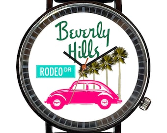 Watch It!™ Custom BEVERLY HILLS Novelty Souvenir Watch-Quartz, Black PVD