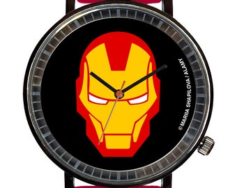 Iron man Novelty Souvenir Fashion Watch-Quartz, Black PVD