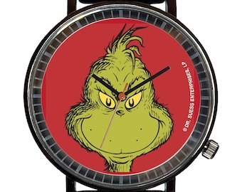 Christmas Grinch for Xmas Novelty Souvenir Fashion Watch-Quartz, Black PVD