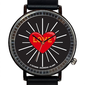 Watch It!™ Custom LOVE HEART Novelty Watch-Quartz, Black PVD, Rubber Strap