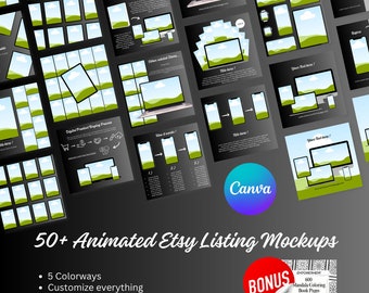 Etsy Listing Mockup for Digital Products, Digital Product Creator Kit, Video Mockups, Canva Templates Customizable, Templates for Canva