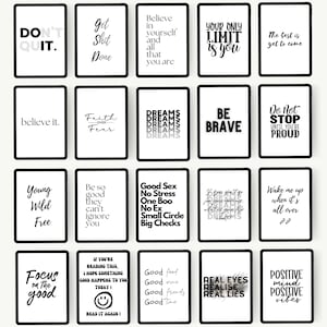100 Black and White Wallart Digital Images and Quotes for your home, living room printable home decor, kitchen deco, positive affirmation