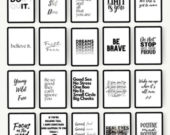 100 Black and White Wallart Images and Quotes for your home, living room printable homedecor, kitchen deco, positive affirmation
