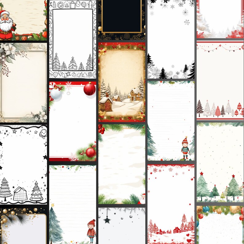 Blank Christmas Letter Designs in several styles for adults and Childs.