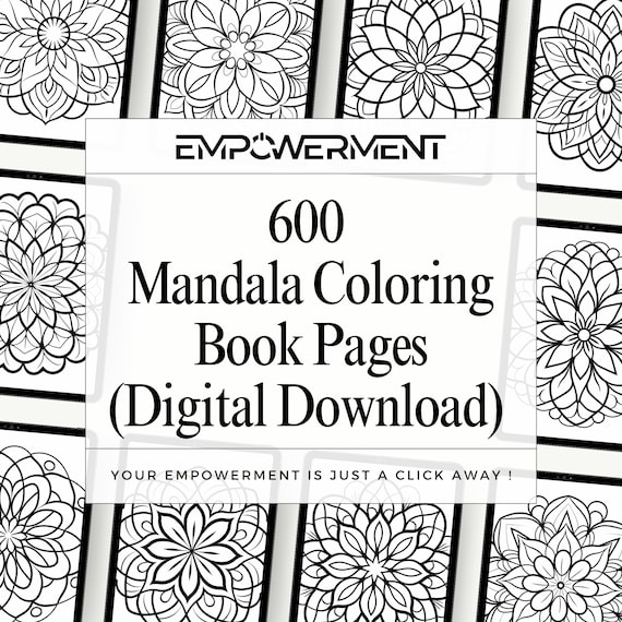 600 MRR PLR Mandala Coloring Book Pages for Adults, Mandala Digital Download, Printable Mandala, Relaxation, stress relief, mental health