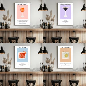 Digital Printable Cocktail Menu Cards for Wedding Decoration Cocktail Wall Art Bundle Drinks Poster Set for Bar Décor Aperol Spritz and more
