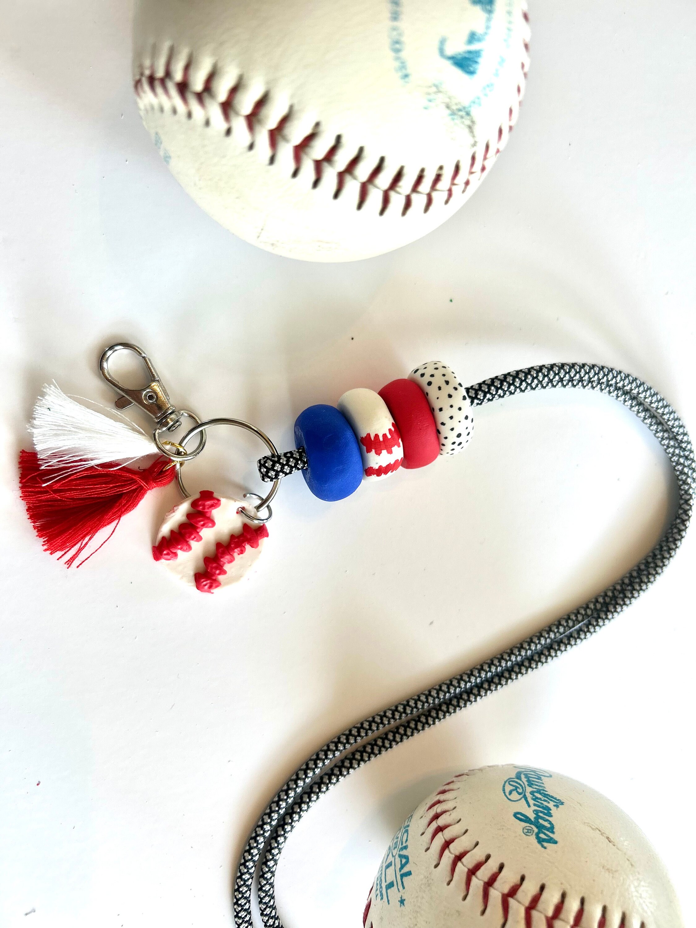 Rainbow Colored Baseball Beads, Baseball Charm, Sports Pendant, Team Beads  for Lanyard, Keychain, Bracelet, Necklace, Softball Beads 