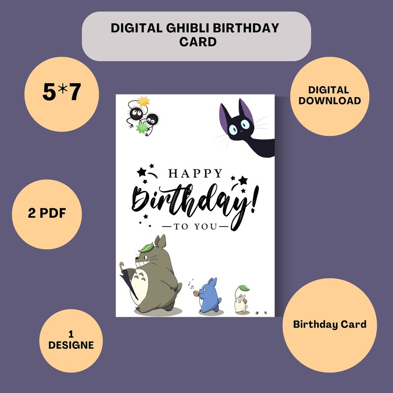 Ghibli Happy Birthday to You Card Printable, Totoro and Friends and ...