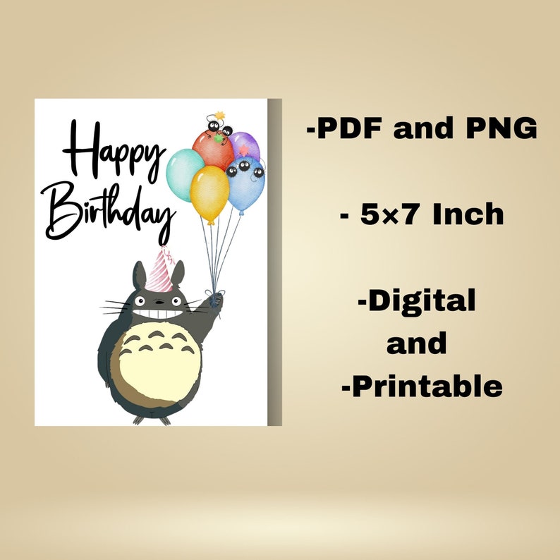 My Neighbor Totoro Card, Cute Birthday Card for Totoro Lovers, My ...