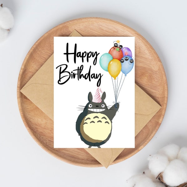 My Neighbor Totoro Card, Cute Birthday Card for Totoro Lovers, My Neighbor Totoro Magic Greeting Card, Free Totoro Coloring Card
