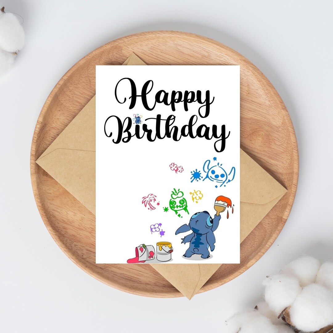 Lilo and Stitch Birthday Card, Disney Card Printable, 5x7 Inch Digital Download, Lilo and Stitch ...
