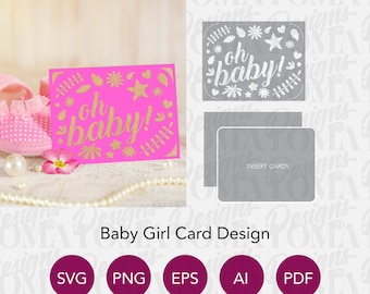 Baby Girl Card Design, svg/png/eps/ai/pdf file for Cricut vinyl and sublimation printing