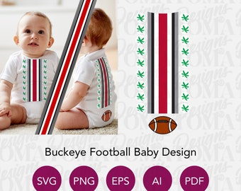 Buckeye Football Baby Onesie Design, svg/png/eps/ai/pdf file for Cricut vinyl and sublimation printing
