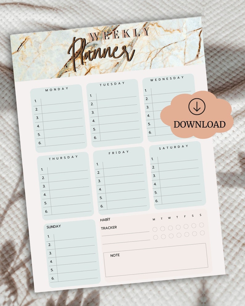 Weekly Planner /printable /to Do List /minimal Weekly Schedule /weekly ...