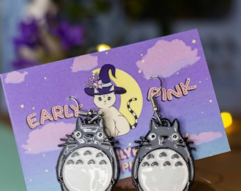 Handmade Studio Anime Totoro Earrings, Cute Anime Jewelry for Anime Lovers, Anime Forest Spirit Earrings, handcrafted