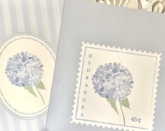 Set of 2 Blue Hydrangea Art Prints, Coastal Cottage, Cottagecore, Chinoiserie,  Blue Coastal Print, Vintage Floral Printable, Nancy Meyers