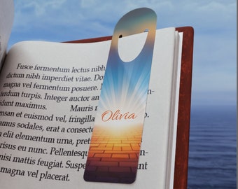 Personalized Bookmark, Custom Bookmark, Metal Bookmark, Cat Bookmark with your choice of Name and Background