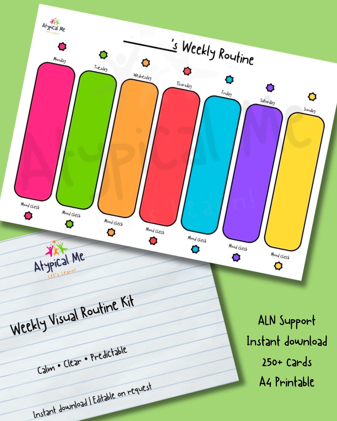 Visual Routine Cards for Kids | Printable Weekly Schedule for Autism ...