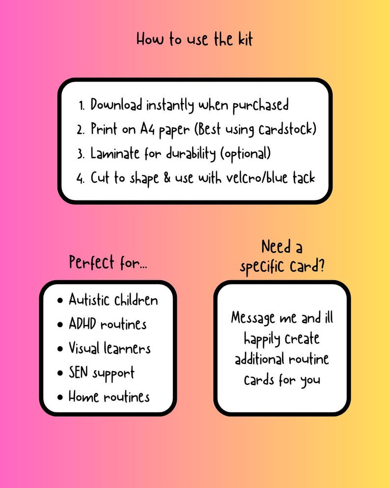 Visual Routine Cards for Kids | Printable Weekly Schedule for Autism ...