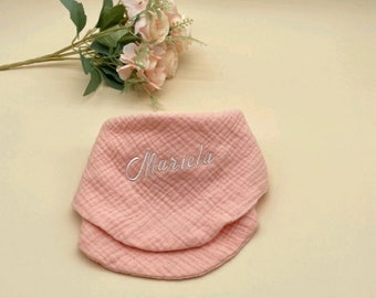 Personalized Baby Embroidery Newborn Accessories Baby Girl Triangle Bib Waterproof Boy Cotton Gauze Custom Baby Bibs Gift