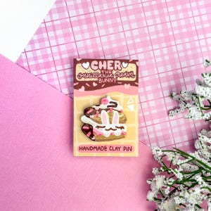 Cute Ice Cream Sandwich Bunny Clay Pin | Polymer Clay • Handmade Pins • Pins for Bags and Cork Boards • Cute Pins
