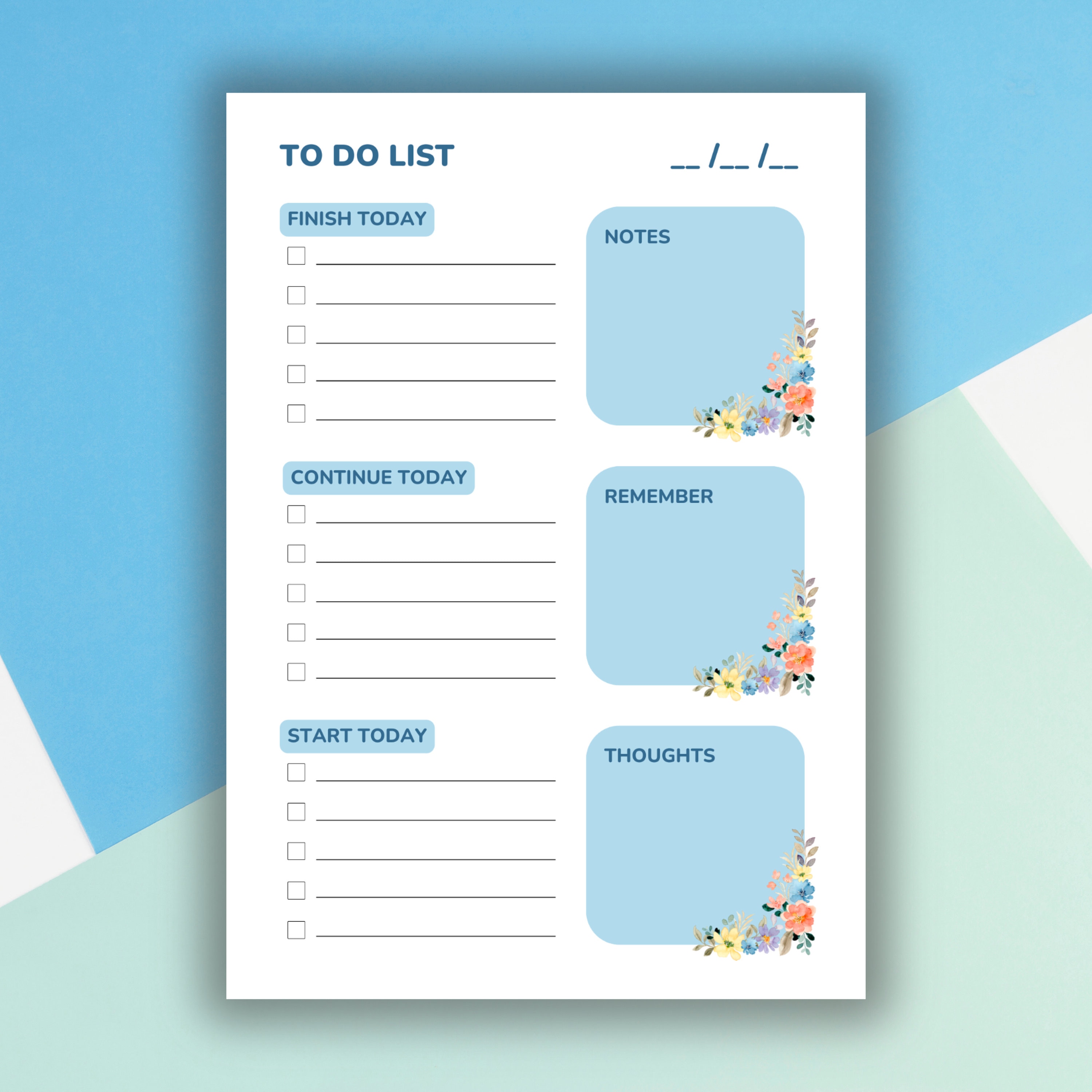To Do List Light Blue Printable Digital Product Instant Download - Etsy