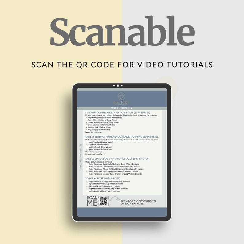 Peut inclure: Une routine d'entra&icirc;nement avec un code QR &agrave; scanner pour des tutoriels vid&eacute;o. La routine comprend des exercices de cardio, de force, d'endurance et de renforcement du tronc. Les exercices sont list&eacute;s avec des instructions pour chaque exercice.