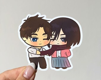 Pegatina de vinilo del anime Cabin Eren & Mikasa