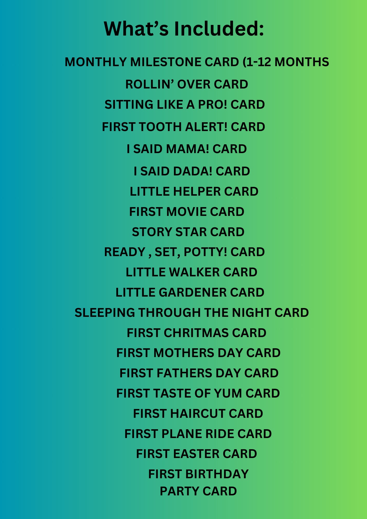 Baby Milestone Cards, Baby Monthly Milestone Cards, Digital Upload PDF