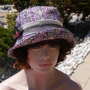 Bob hat, bell hat, bob, summer, very chic hat in cotton and polyester, this bob hat is made of multicolored Sophia 12 fabrics