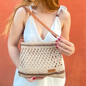 Borsa in filato di carta, borsa in rafia, borsa estiva, mini borsa, borsa fatta a mano, borsa in filato di carta naturale