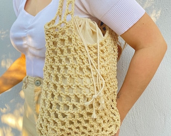 Handmade Crochet Sparkling Macramé Mesh Bag