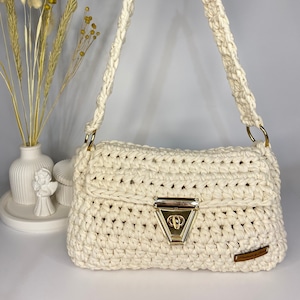 Handmade Crochet Ecru Shoulder Bag