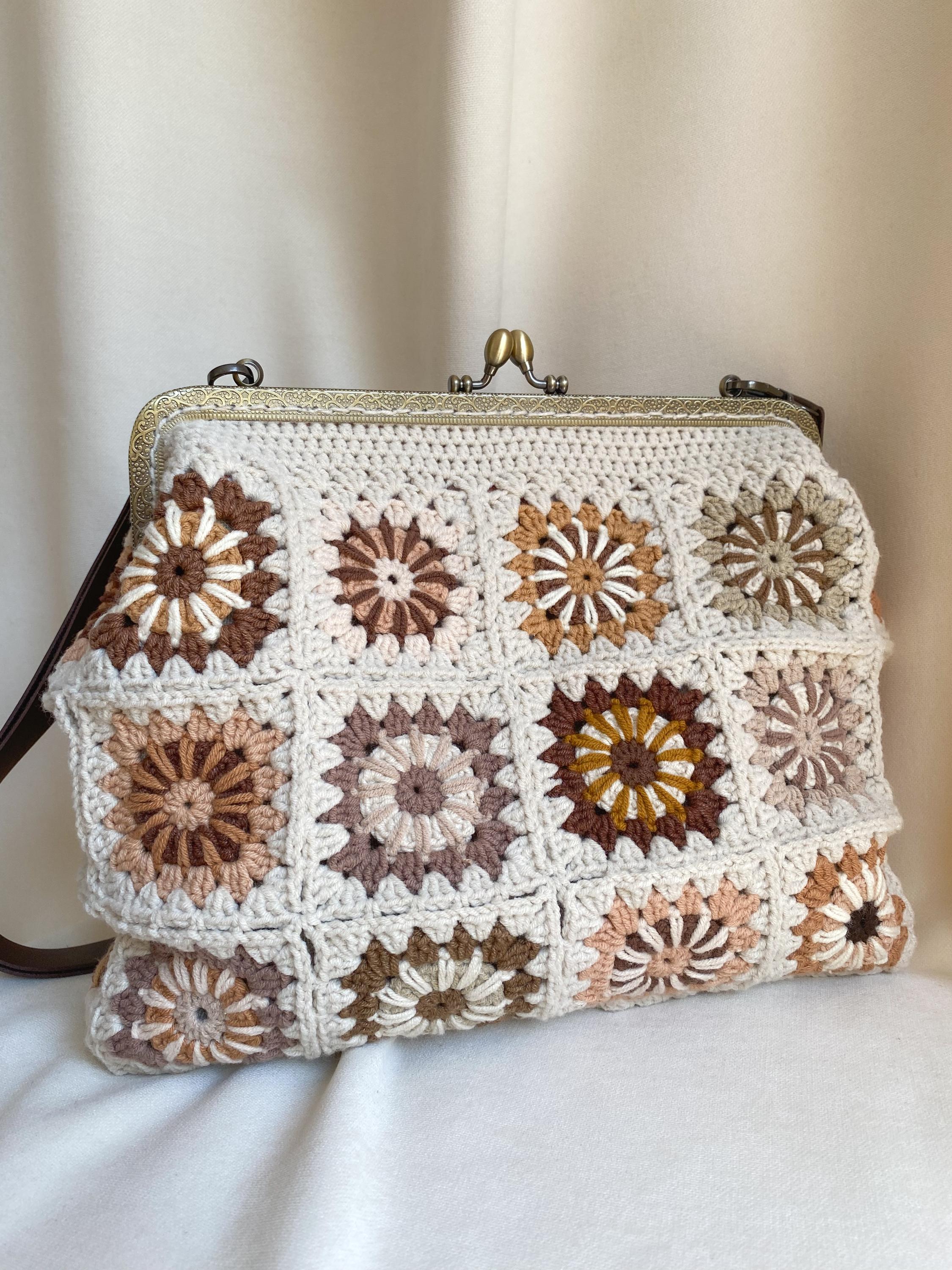 Brown Crochet Boho Clutch Bag w/Tassel Zipper & Inner Pocket main image 1