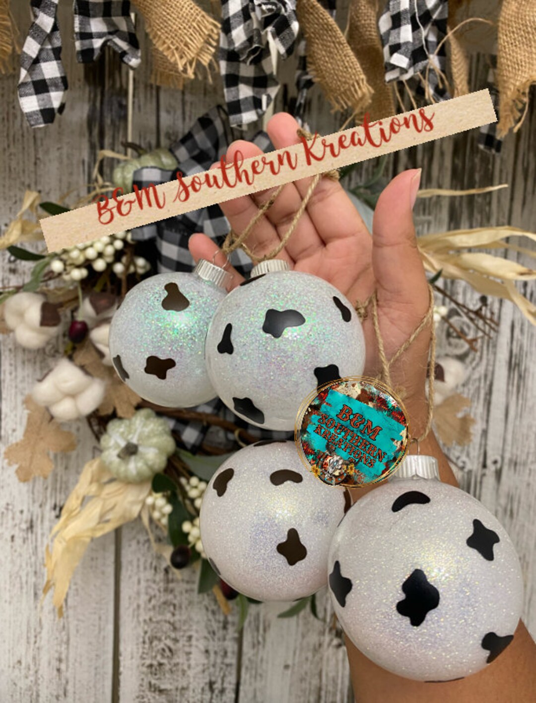 Black and Brown Cow Print Ornament Christmas Ornaments Cow Print Christmas Ornament Etsy