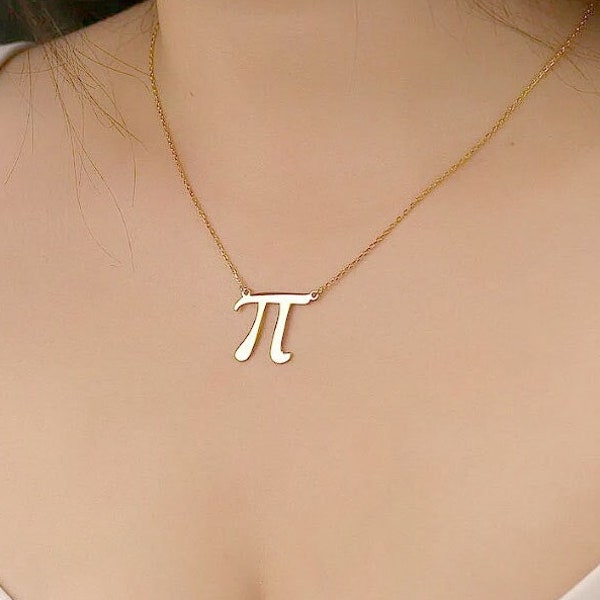 Dainty Pendant Charm Pi Symbol Necklace | Delicate Math Symbol Gold Necklace | Teacher Gift | Birthday Handmade Jewelry Gifts, Pi Pendant