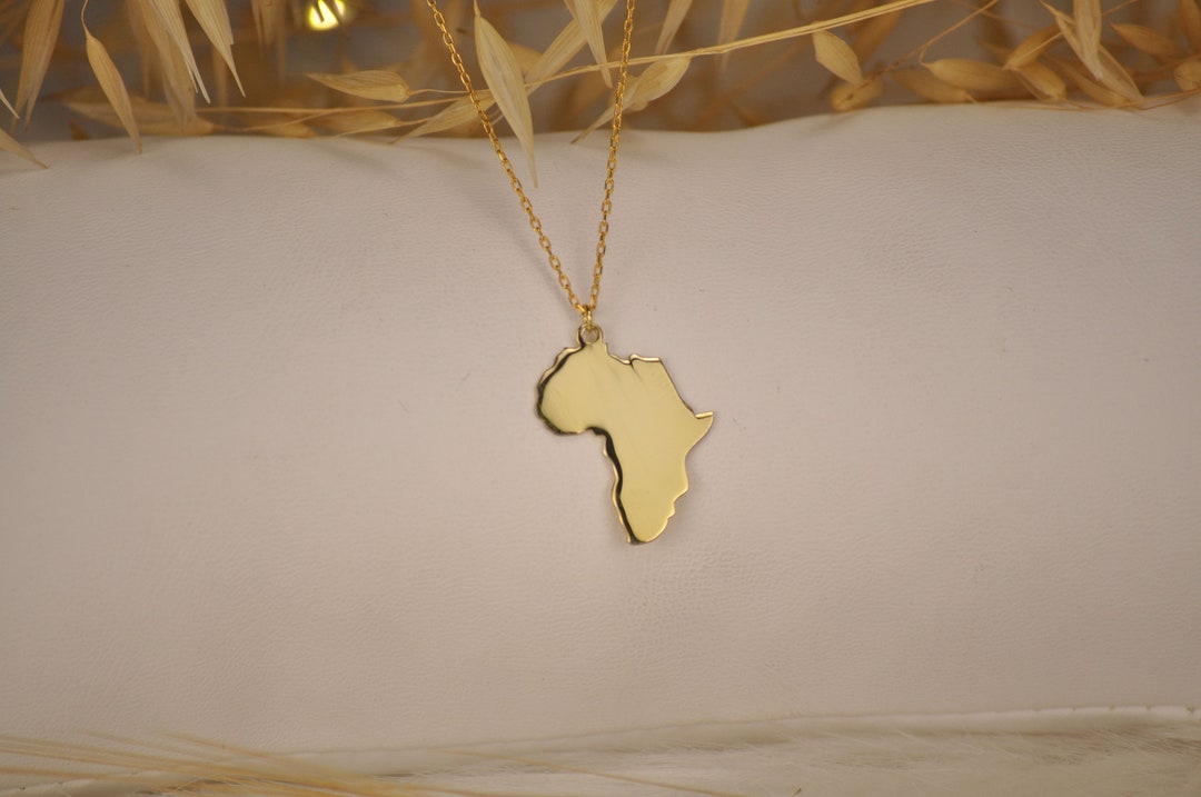 14K Gold Africa Necklace Dainty African Necklace Tiny Gold Etsy Canada