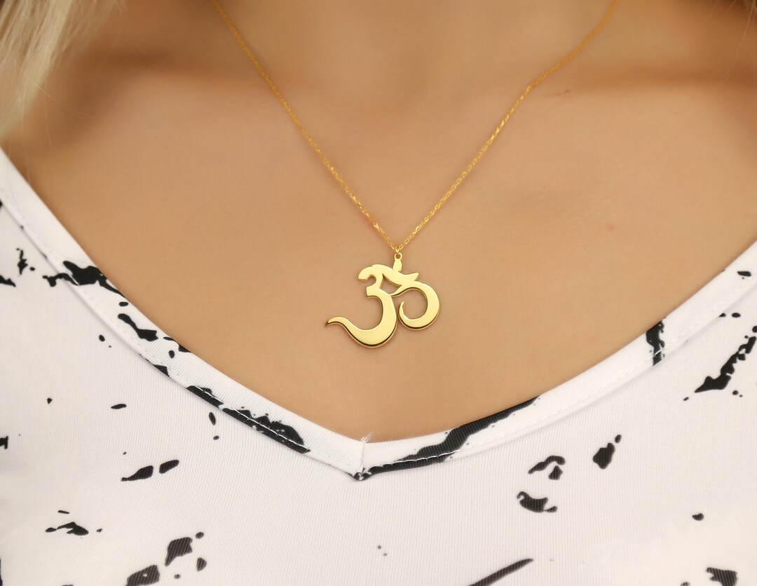 14K Solid Gold Om Pendant, Real Gold Om Necklace, Spiritual Gift, Yoga