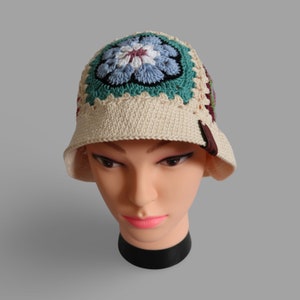 Crochet bucket hat, Granny square hat, Handmade,