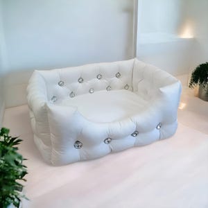 Designer dog bed , Cozy dog bed with crystals , velour pet bed, small dog bed , luxury dog bed , dog  sofa