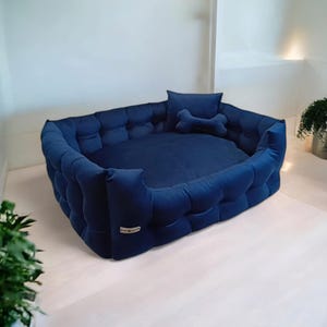 Pet bed, stylish dog bed, velour pet bed, pet bed for small dog, pet bed for big dog, blue pet bed