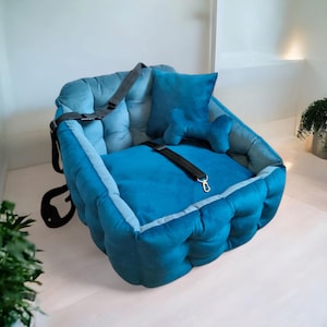 2-in-1 Dog Car Seat Bed: Handmade Velour Travel Booster