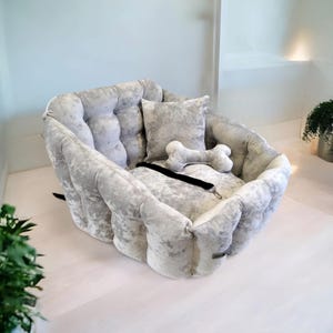 Handmade Velour Dog Car Seat & Bed: Travel Booster with Toy